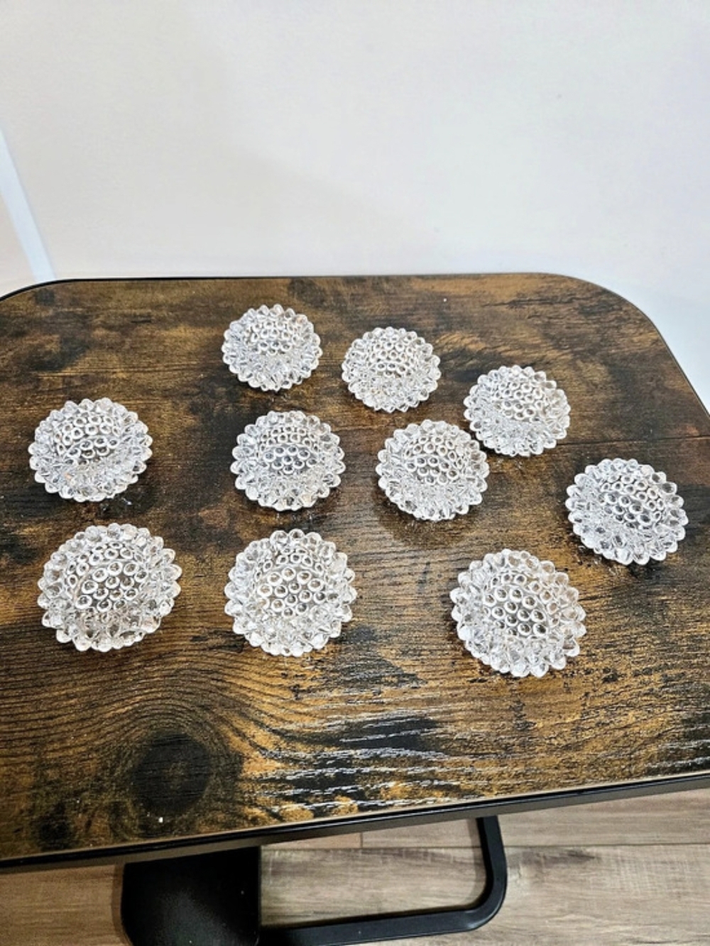 Vintage Clear Glass Hobnail Salt Cellars - Set of 10